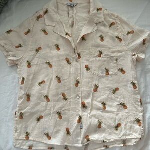 Pineapple Print Button-Up Shirt